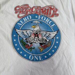 Aerosmith Aero Force One Graphic T-Shirt Size Medium Short Sleeve White